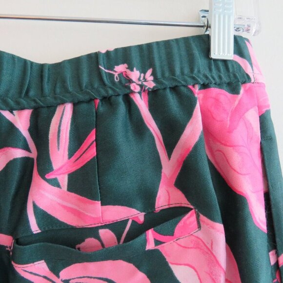 ANTHROPOLOGIE Breezy Tropical Floral Print Wide Leg Satin Pants - Sz 6 - Picture 13 of 16